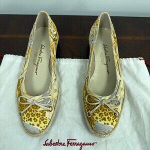 Salvatore Ferragamo Cheetah Espadrille Flats